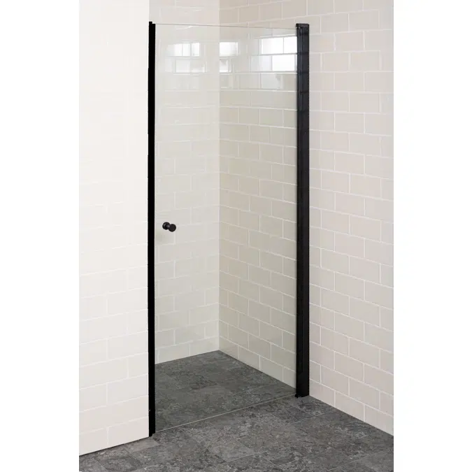 Lusso Showerwall black straight niche doors