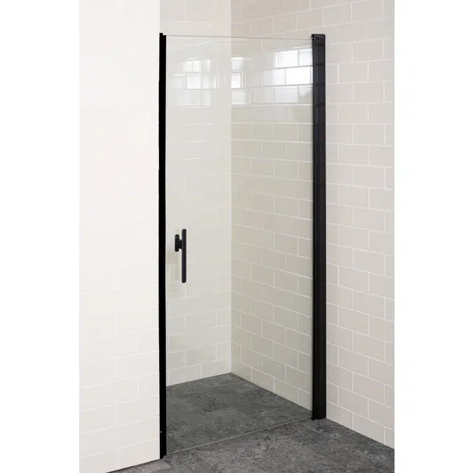 Lusso Showerwall black straight niche doors