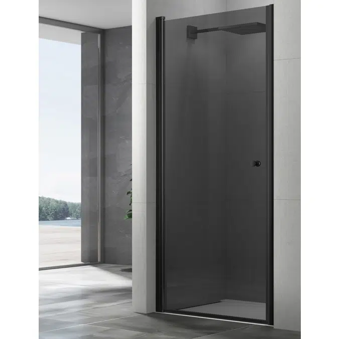 Lusso Showerwall black straight niche doors