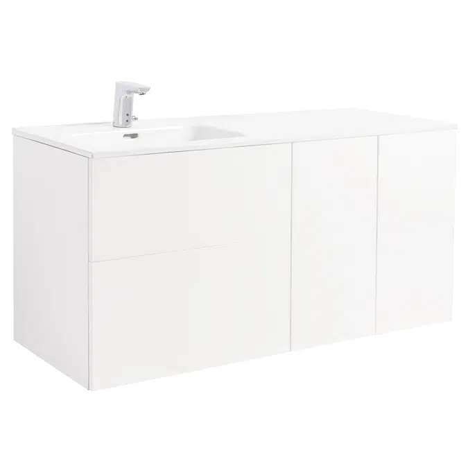 Isella 120 (60+2x30) with laundry basket unit and ceramic washbasin