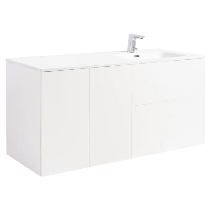 Isella 120 (60+2x30) with laundry basket unit and ceramic washbasin