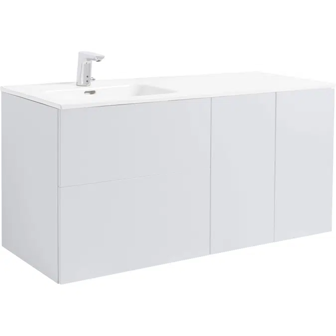 Isella 120 (60+2x30) with laundry basket unit and ceramic washbasin