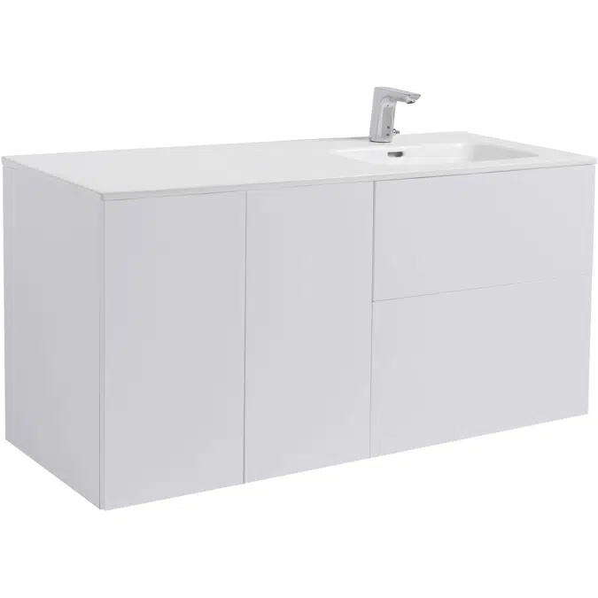 Isella 120 (60+2x30) with laundry basket unit and ceramic washbasin