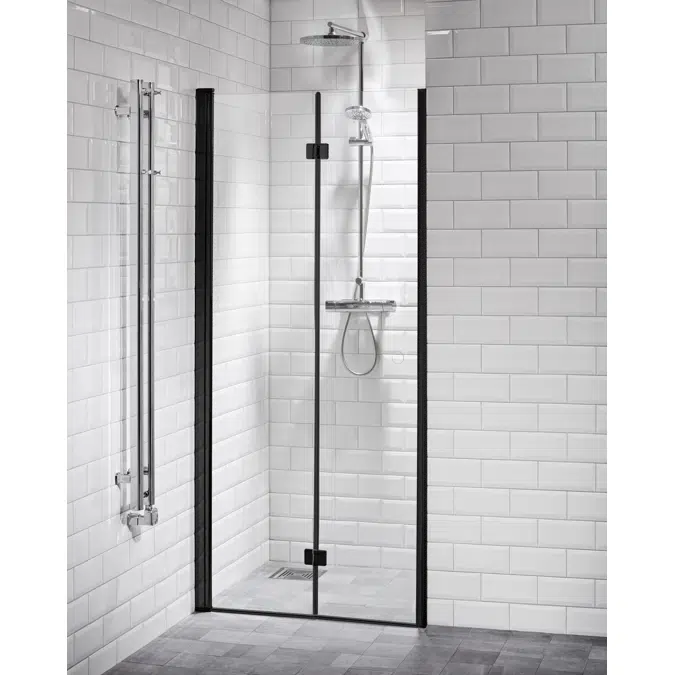 Lusso Black Shower walls, straight folding doors 90