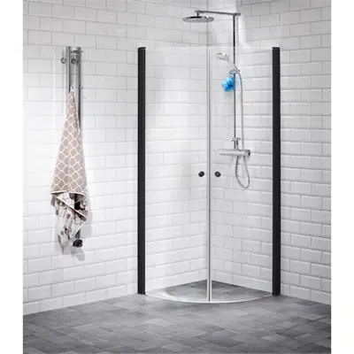 Image for LussoBlack Showerwall curvedcorner80x80