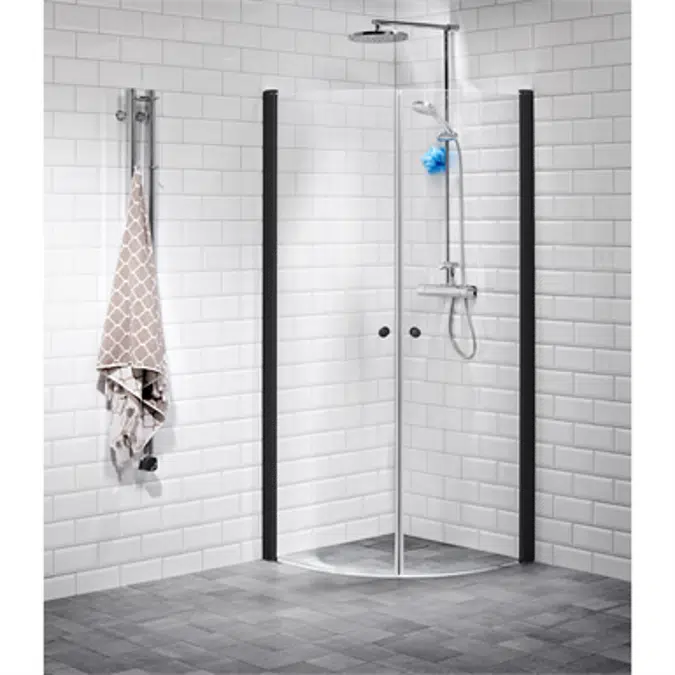 LussoBlack Showerwall curvedcorner80x80