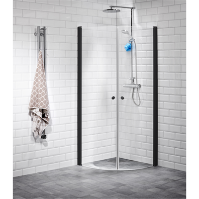 Image for LussoBlack Showerwall curvedcorner90x90