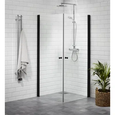 Image for LussoBlack Showerwall straightcorner80x80