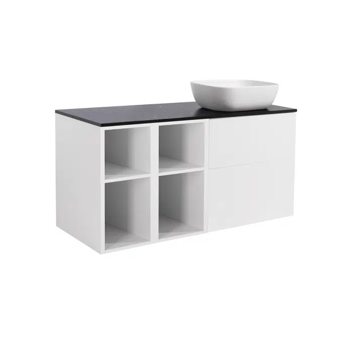 Isella 120 (60+2x30) with 2 pcs open units and countertop washbasin