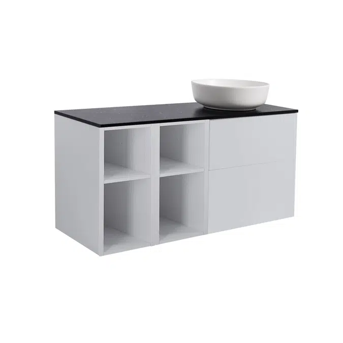 Isella 120 (60+2x30) with 2 pcs open units and countertop washbasin