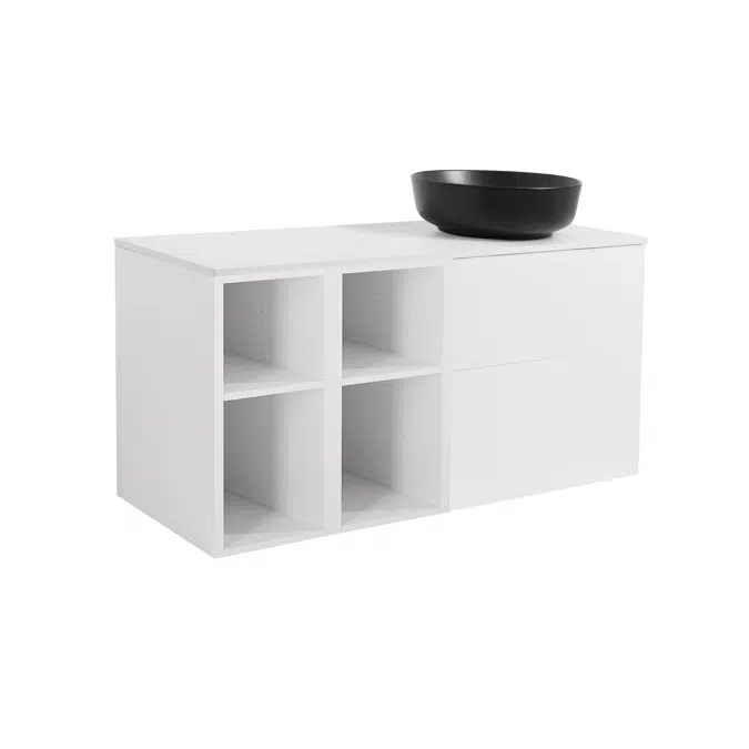 Isella 120 (60+2x30) with 2 pcs open units and countertop washbasin