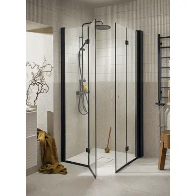 Image for Lusso Black Shower walls, straight folding doors 80x90 / 90x80