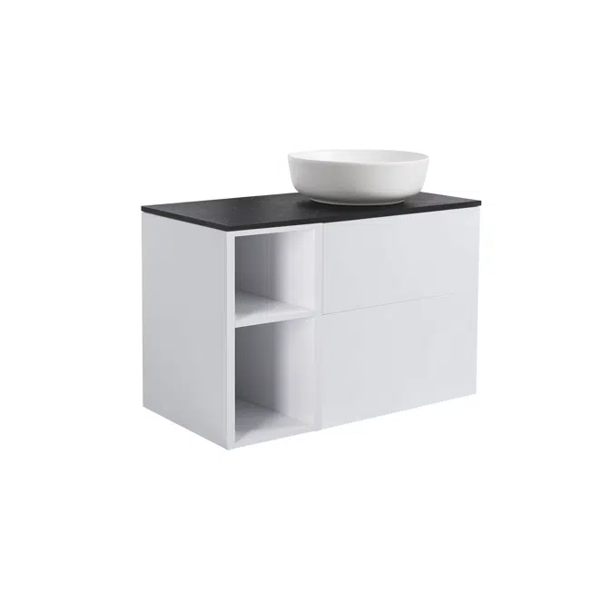 Isella 90 (60+30) with open unit and countertop washbasin
