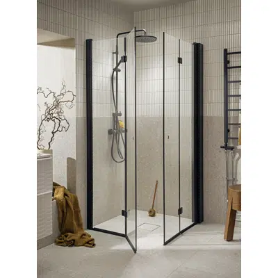 Lusso Black Shower walls, straight folding doors 90x90 이미지