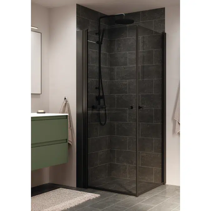 LussoBlack Showerwall straightcorner90x90