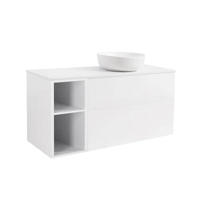 Isella 120 (90+30) with open unit and countertop washbasin