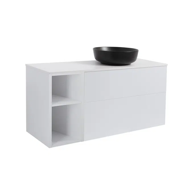 Isella 120 (90+30) with open unit and countertop washbasin