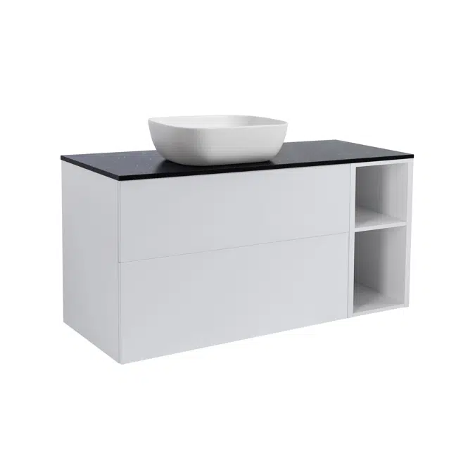 Isella 120 (90+30) with open unit and countertop washbasin