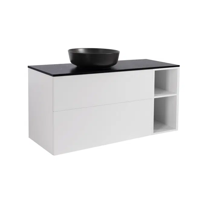 Isella 120 (90+30) with open unit and countertop washbasin