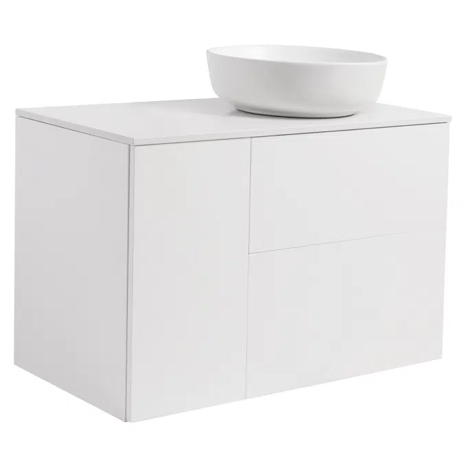 Isella 90 (60+30) with laundry basket unit and countertop washbasin