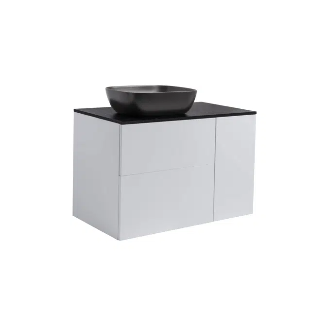 Isella 90 (60+30) with laundry basket unit and countertop washbasin