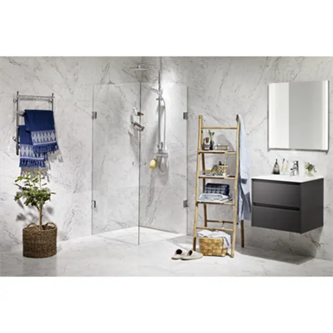 Luxor Duschvägg, 8/10 mm, rak duschhörna 90x90