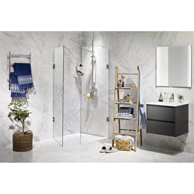 Luxor Duschvägg, 8/10 mm, rak duschhörna 90x90