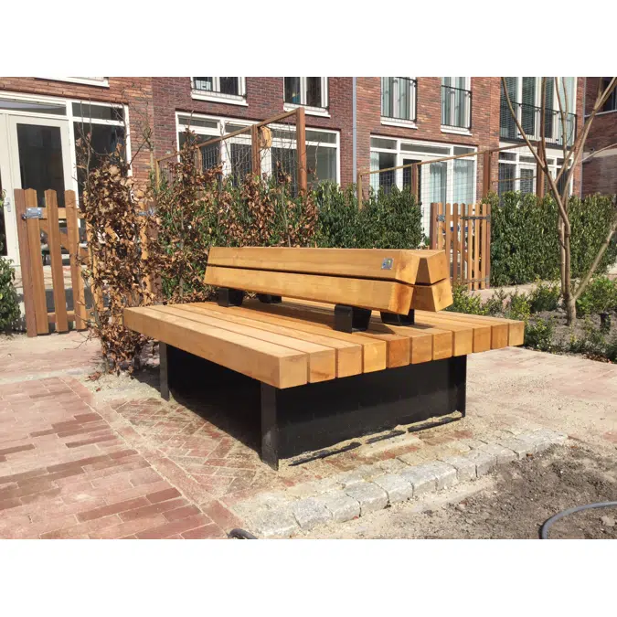 FalcoGlory Double-Sided Outdoor Bench with Partial Backrest