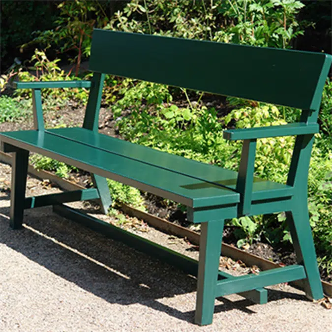 Hjorthagen backed bench - with armrests