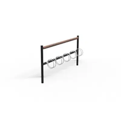 Goggle bicycle rack - single sided, 5 bicycles w/ seating