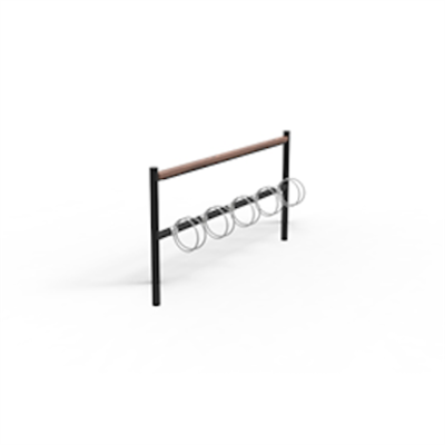 Image for Goggle, bicycle rack single sided, 5 bicycles and leaning bench top
