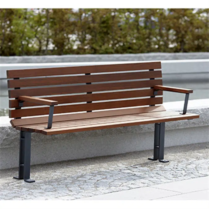 Kajen backed bench - with armrest