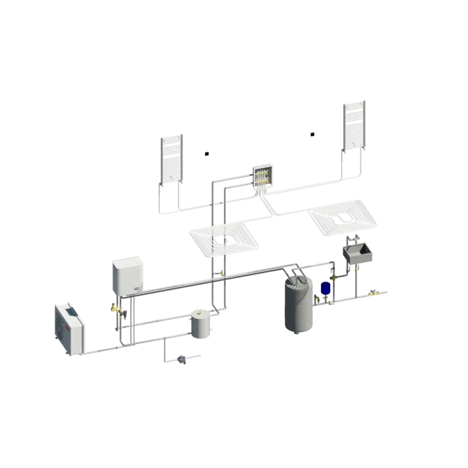 Schema ARISTON & CALEFFI - Pompa di calore per Riscaldamento-Raffrescamento-ACS