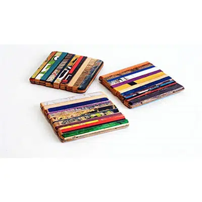 Deckstool Recycled Skateboard Ripped Coaster Set of Three图像