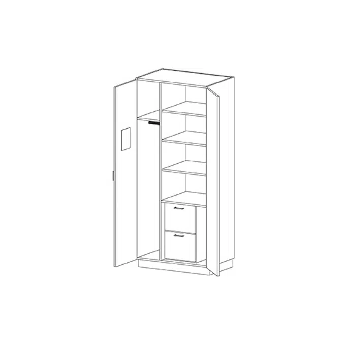 T2780 Tall Teacher Wardrobe with Rod and Shelves