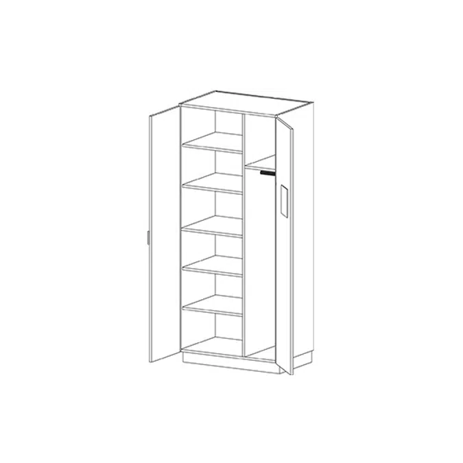 T2700 Tall Wardrobe Storage with Rod and Shelves