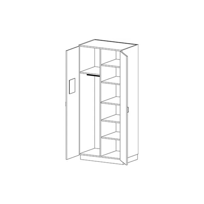 T2640 Tall Wardrobe Storage with Rod and Shelves