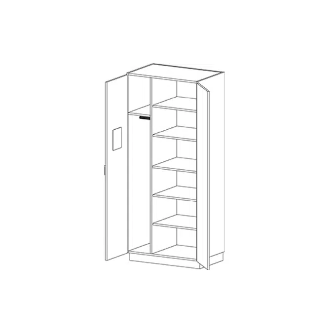 T2680 Tall Wardrobe Storage with Rod and Shelves