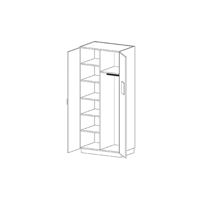 T2740 Tall Wardrobe Storage with Rod and Shelves