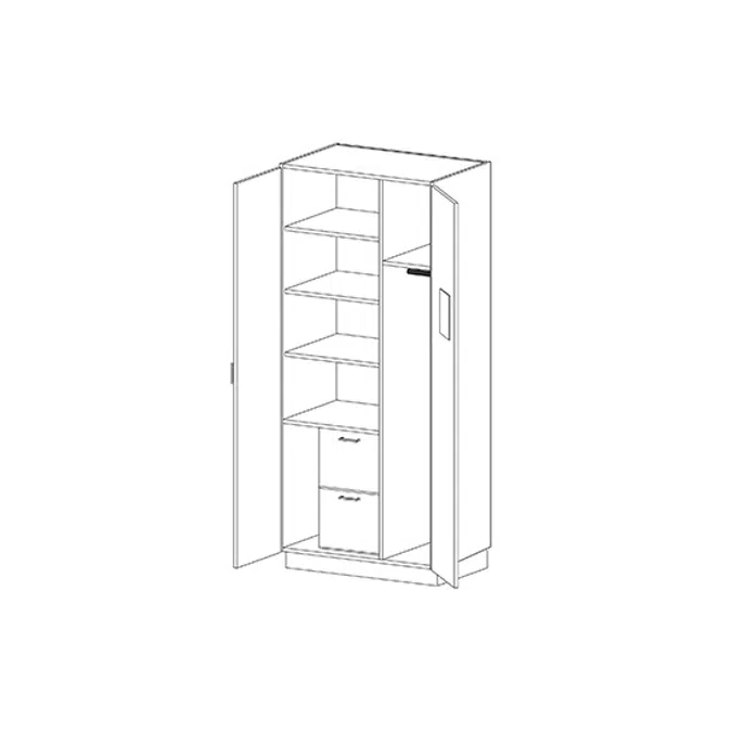 T2800 Tall Teacher Wardrobe with Rod and Shelves