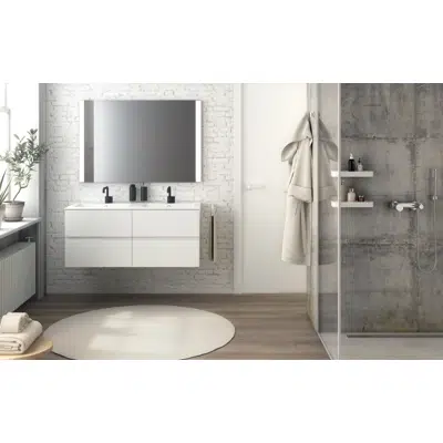 afbeelding voor MOD 120,5 cm 4-drawers cabinet with glossy double sinked washbasin
