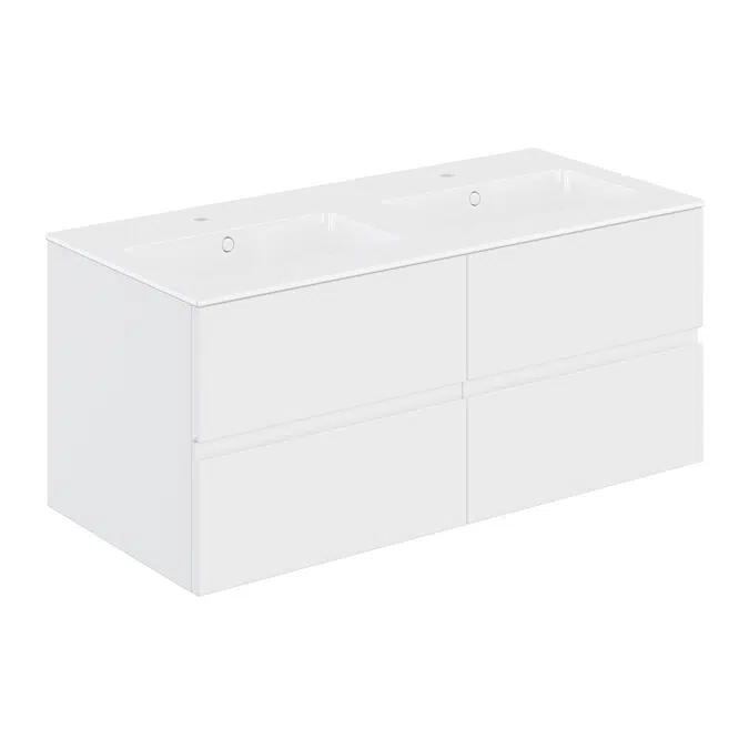 MOD 120,5 cm 4-drawers cabinet with glossy double sinked washbasin