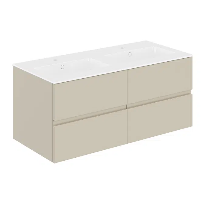 MOD 120,5 cm 4-drawers cabinet with glossy double sinked washbasin