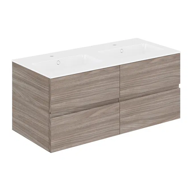 MOD 120,5 cm 4-drawers cabinet with glossy double sinked washbasin