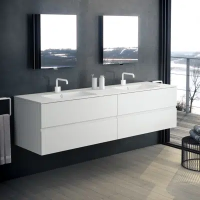 Image pour MOD 200,5 cm 4-drawers cabinet with glossy double sinked washbasin