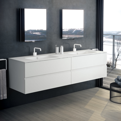 Image for MOD 200,5 cm 4-drawers cabinet with glossy double sinked washbasin