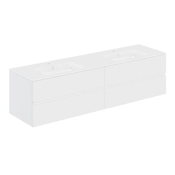 MOD 200,5 cm 4-drawers cabinet with glossy double sinked washbasin