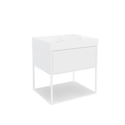 Image for THE GRID 60 cm washbasin with 1-drawer cabinet and auxiliary unit with sliding shelf