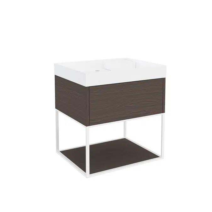 THE GRID 60 cm washbasin with 1-drawer cabinet and auxiliary unit with sliding shelf