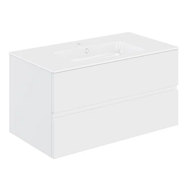 MOD 100,5 cm 2-drawer cabinet & glossy washbasin